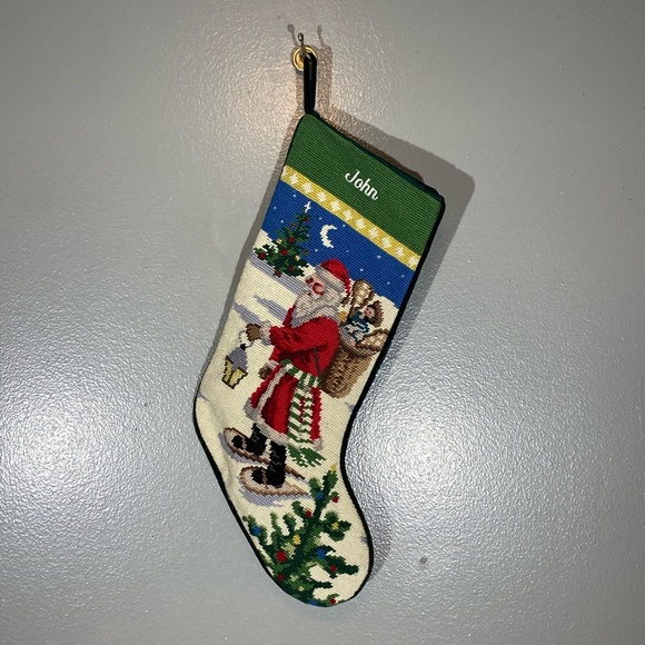 Lands End Vintage Needlepoint Stocking monogrammed with the name John. - Picture 1 of 7